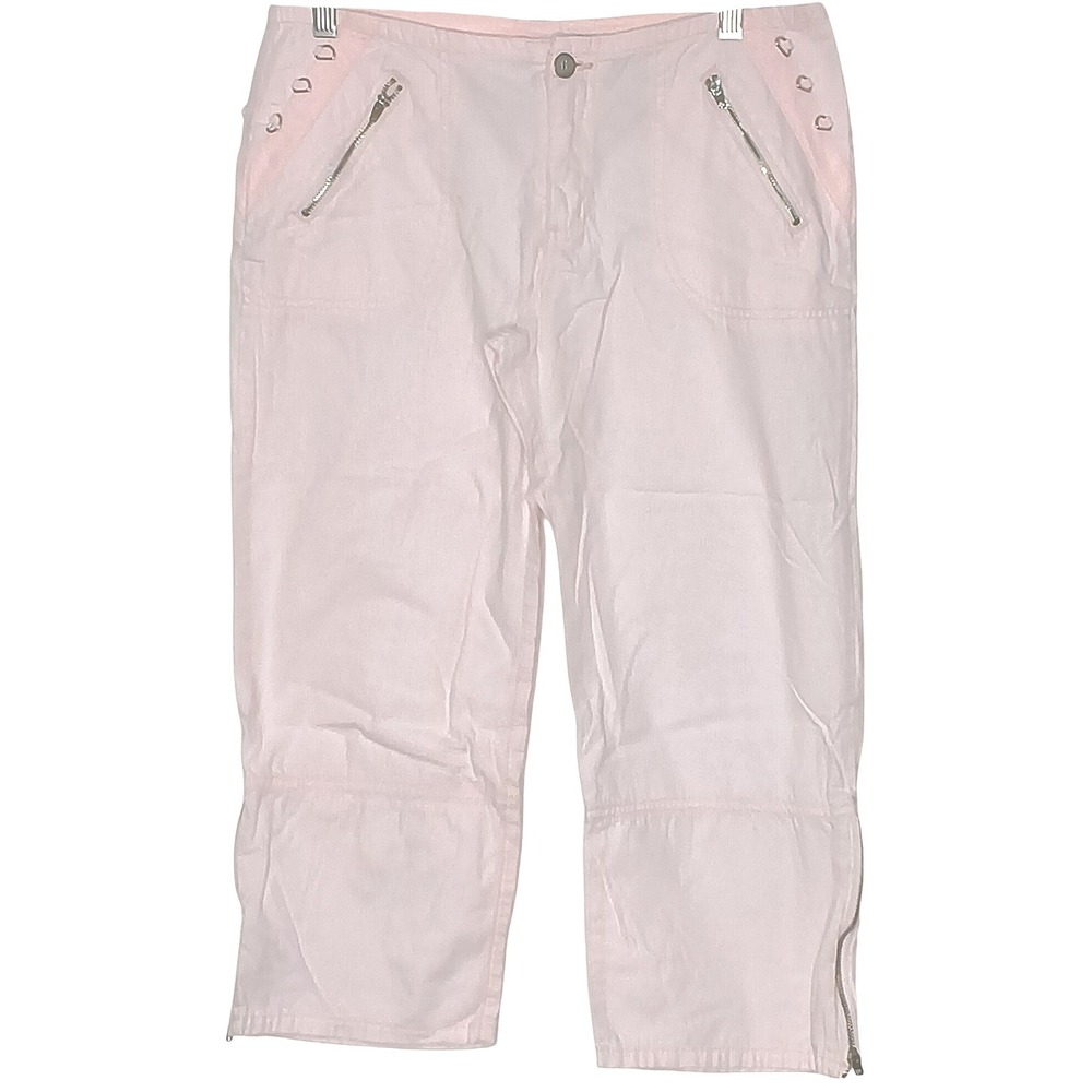 Y2K BeBop Capri Cargo Pants Womens 9 Pink Zipper Utility Cropped Cotton Pants